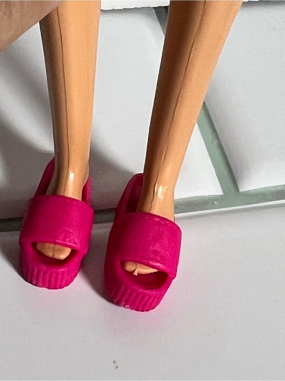 Bright Pink Slide Sandals for Doll